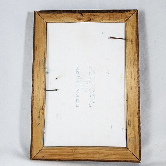 Vintage Daniel Blanquet Mexican Miniature Oil Painting Cliff Diver Ocean Sunset - Picture 4 of 5